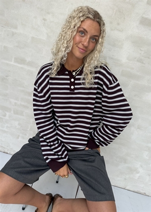 Adanne stripe polo bluse Bordeaux/Blue Boii Studios 